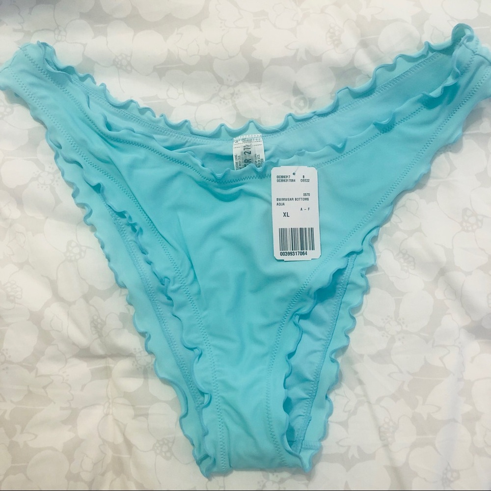 *LAST CHANCE* Aqua lettuce-edge bikini bottom